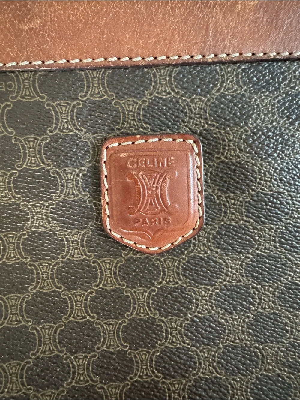 Celine Macadam Canvas Leather Triomphe Logo Print Clutch Pouch Vintage - Picture 2 of 11